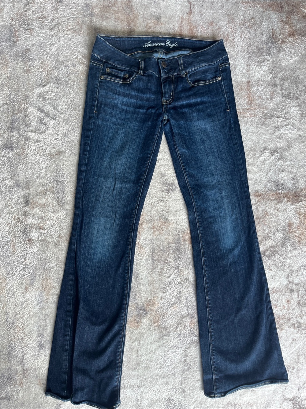 American Eagle Outfitters Dark Blue Flare Jeans. True low waist 2000s y2k